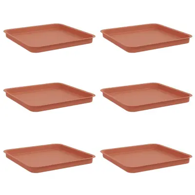 vidaXL Kvadraten cvetlični pladenj 6 pcs Kamnito rdeča