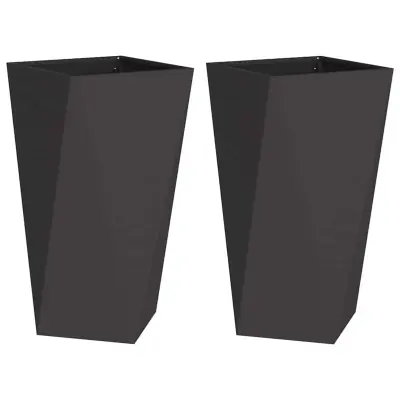 vidaXL Cvetlično korito 2 pcs Črna 40 x 40 x 75 cm Jeklo