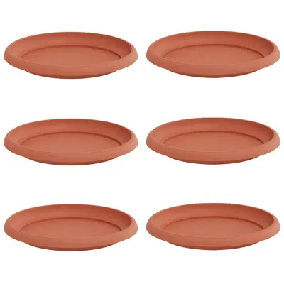vidaXL Krožni cvetlični pladenj 6 pcs Kamnito rdeča Ø 21,5 x 2,5 cm