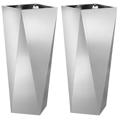 vidaXL Cvetlično korito 2 pcs srebrna 30 x 30 x 75 cm Cinkana jeklena