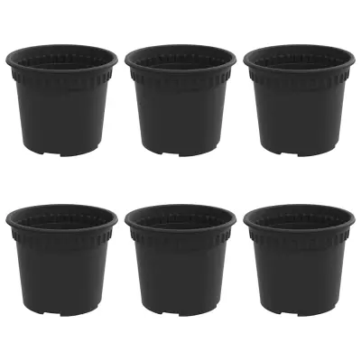 vidaXL Okrogli cvetlični lonec 6 pcs Črna Ø 12,5 x 10 cm Plastika