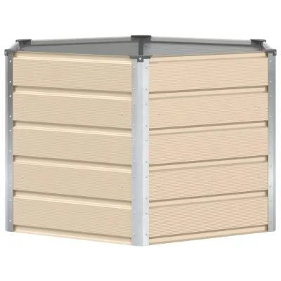 vidaXL Cvetlično korito Slonokoščena 129 x 129 x 75 cm Jeklo