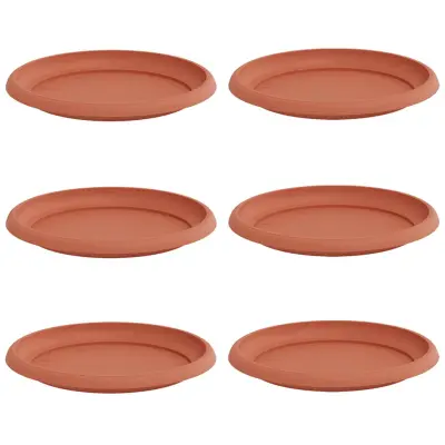 vidaXL Krožni cvetlični pladenj 6 pcs Kamnito rdeča Ø 23,5 x 2,5 cm