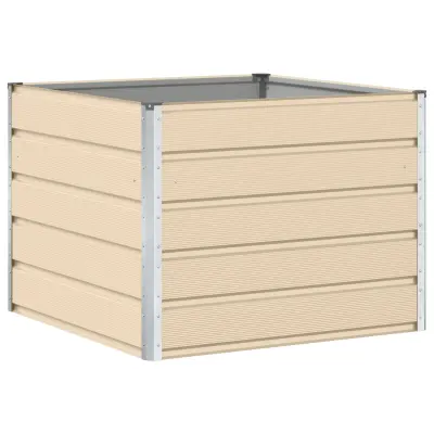 vidaXL Cvetlično korito Slonokoščena 100 x 100 x 75 cm Jeklo