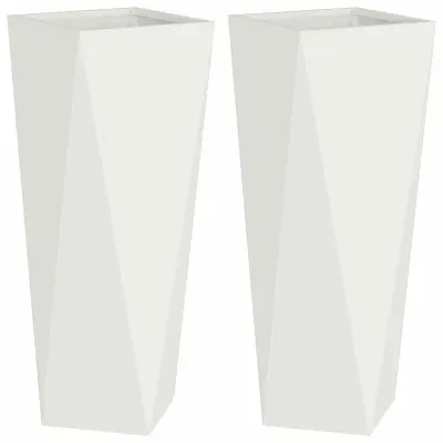 vidaXL Cvetlično korito 2 pcs Bela 30 x 30 x 75 cm Jeklo