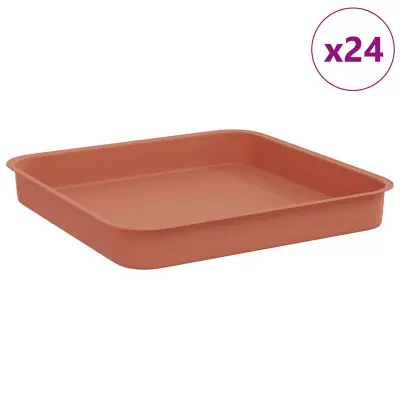 vidaXL Kvadraten cvetlični pladenj 24 pcs Kamnito rdeča 15 x 15 x 2 cm