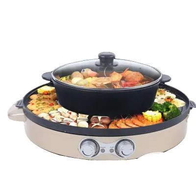Hot Pot, 2200W moč, 220V napetost, skupni premer 44cm, nelepljiva prevleka, zasnova za mizo