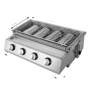 Plinski štedilnik na žar, nerjaveče jeklo, odstranljiv žar, svetlo siva