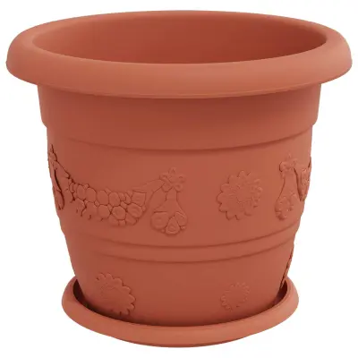 vidaXL Lončki za rastline 24 pcs Kamnito rdeča Ø 30 x 25 cm Plastika