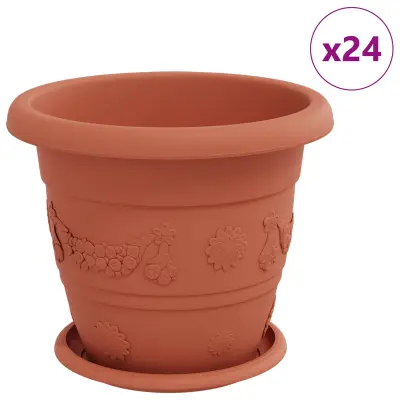 vidaXL Lončki za rastline 24 pcs Kamnito rdeča Ø 26 x 21.5 cm Plastika