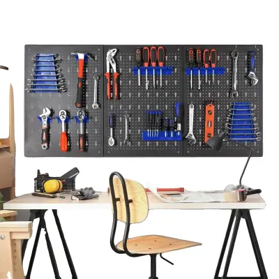 Nosilec orodja na steni, 120 x 60 cm, 17 kljukic vključenih, prilagodljivo shranjevanje, zasnova, ki prihrani prostor, enostavna namestitev