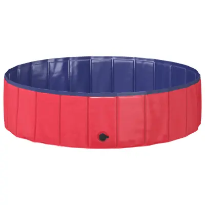 vidaXL Zložljiv bazen za pse Rdeča in modra 120 x 120 x 30 cm PVC