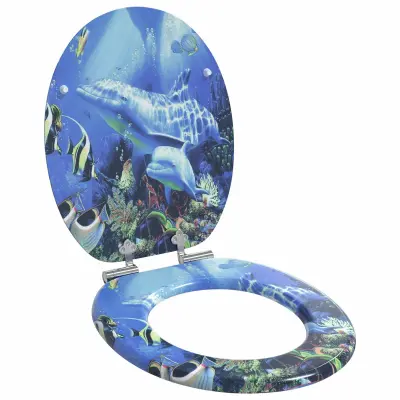 vidaXL Toaletni pokrov s tiho zaporo Modra 44 x 38 cm MDF plošča