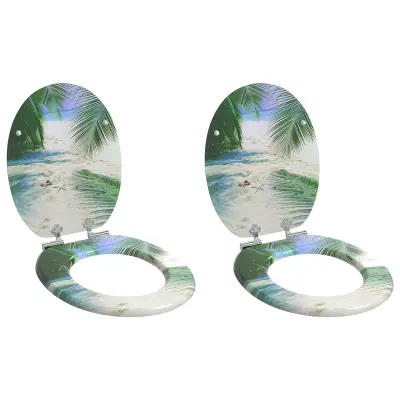 vidaXL Toaletni pokrov s tiho zaporo 2 pcs Zelena 44 x 38 cm