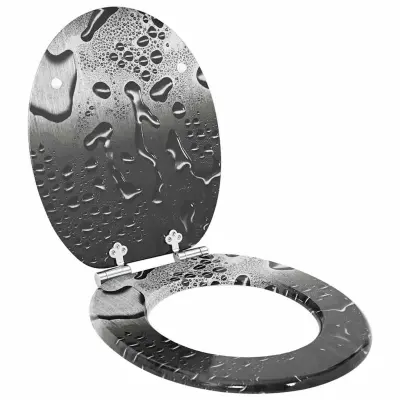 vidaXL Toaletni pokrov s tiho zaporo Siva 44 x 38 cm MDF plošča