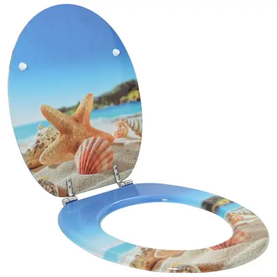 vidaXL Toaletni pokrov s tiho zaporo Sveta modra 44 x 38 cm MDF plošča