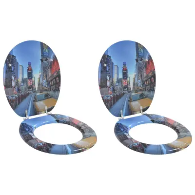 vidaXL Toaletni pokrov s tiho zaporo 2 pcs Siva 44 x 38 cm MDF plošča