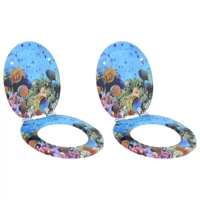 vidaXL Toaletni pokrov s tiho zaporo 2 pcs Temno morsko modra
