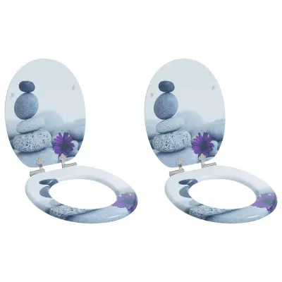 vidaXL Toaletni pokrov s tiho zaporo 2 pcs Siva 44 x 38 cm MDF plošča