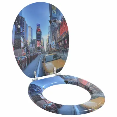 vidaXL Toaletni pokrov s tiho zaporo večbarvno 44 x 38 cm MDF plošča