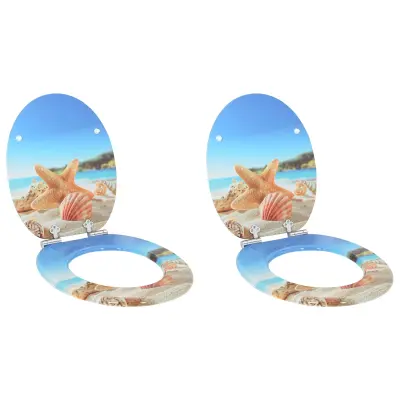 vidaXL Toaletni pokrov s tiho zaporo 2 pcs Morska školjka 44 x 38 cm