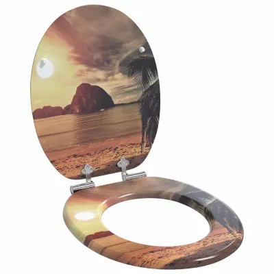 vidaXL Toaletni pokrov s tiho zaporo Oranžna 44 x 38 cm MDF plošča