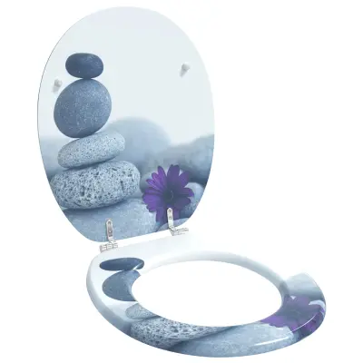 vidaXL Toaletni pokrov s tiho zaporo Siva 44 x 38 cm MDF plošča