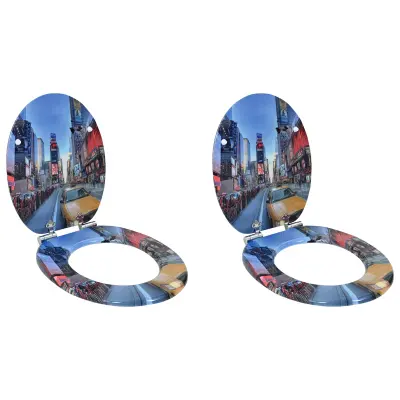 vidaXL Toaletni pokrov s tiho zaporo 2 pcs večbarvno 44 x 38 cm