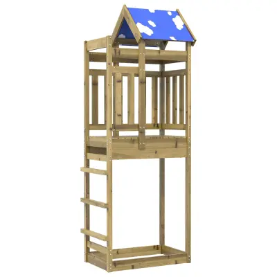 vidaXL Igralna stolpnica Rjava Trdna impregnirana les