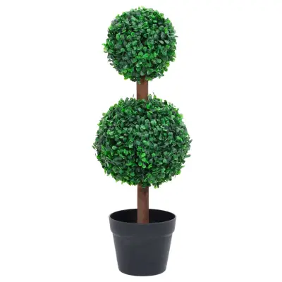 vidaXL Umetni pušpan z loncem okrogel zelene barve 60 cm