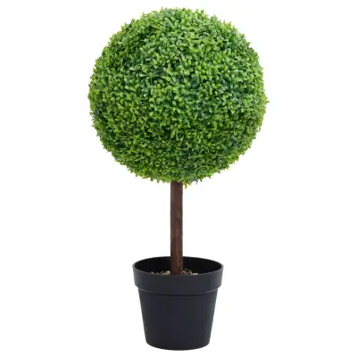 vidaXL Umetni pušpan z loncem okrogel zelene barve 50 cm