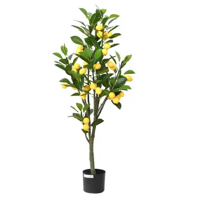 vidaXL Umetno limonovo drevo 136 listov 120 cm zelena
