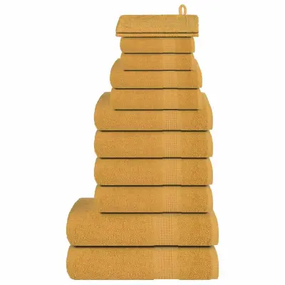 vidaXL 12-delni komplet brisač FROGN zlate barve 360 g/m²