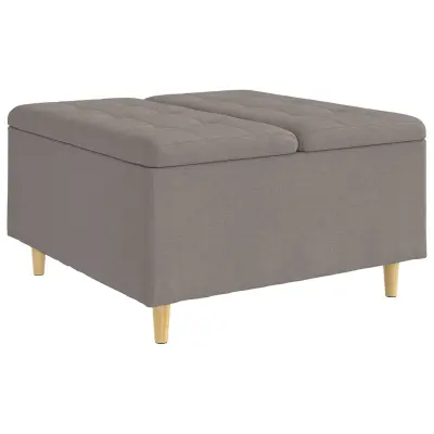 vidaXL Shranjevalna tabureta z blazino Taupe 80 x 80 x 45 cm blago