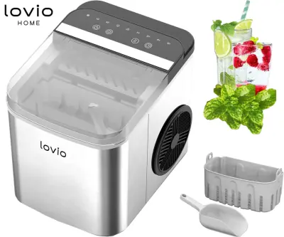 Ledomat MANTA LOVIO LVIM002SL Crystal Ice Plus, 120 W, 12kg/24ur, 1,3 l, samodejno čiščenje, srebrn + zajemalka