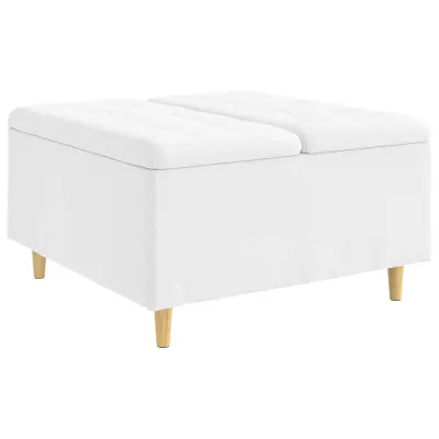 vidaXL Shranjevalna tabureta Bela 80 x 80 x 45 cm Umetna koža