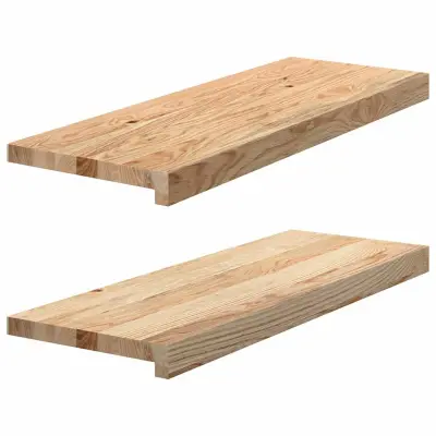 vidaXL Okenske police 2 kosa neobdelana 70x30x2 cm trdna hrastovina