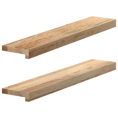 vidaXL Okenske police 2 kosa neobdelana 80x15x2 cm trdna hrastovina