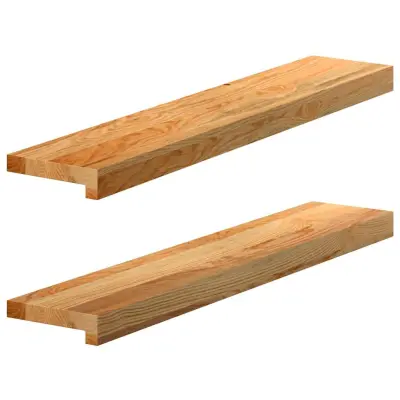 vidaXL Okenske police 2 kosa svetlo rjava 80x15x2 cm trdna hrastovina