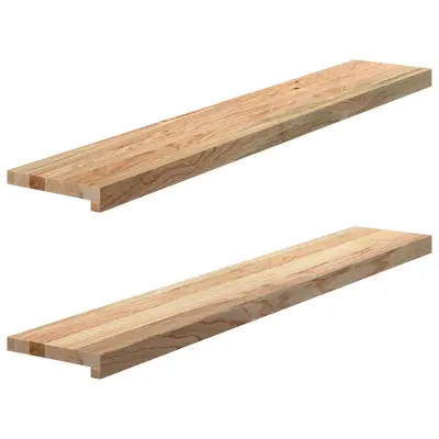 vidaXL Okenske police 2 kosa neobdelana 120x20x2 cm trdna hrastovina