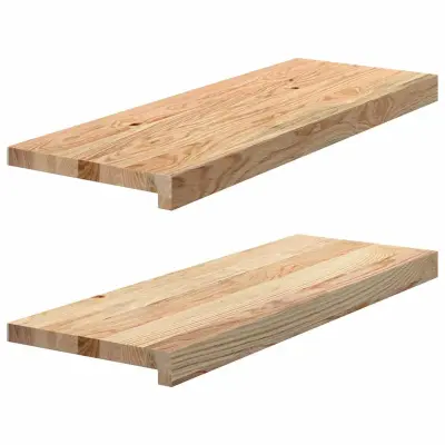 vidaXL Okenske police 2 kosa neobdelana 70x25x2 cm trdna hrastovina