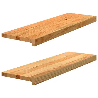 vidaXL Okenske police 2 kosa svetlo rjava 80x25x2 cm trdna hrastovina