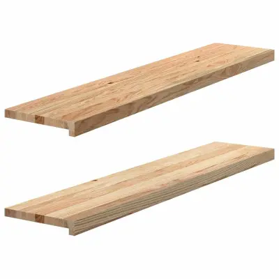 vidaXL Okenske police 2 kosa neobdelana 120x30x2 cm trdna hrastovina