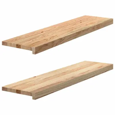 vidaXL Okenske police 2 kosa neobdelana 100x25x2 cm trdna hrastovina