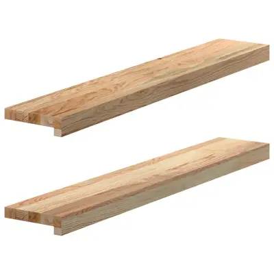vidaXL Okenske police 2 kosa neobdelana 90x15x2 cm trdna hrastovina