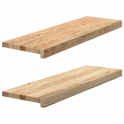 vidaXL Okenske police 2 kosa neobdelana 80x25x2 cm trdna hrastovina