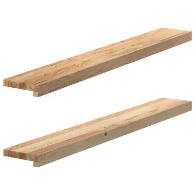 vidaXL Okenske police 2 kosa neobdelana 110x15x2 cm trdna hrastovina