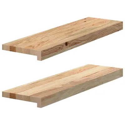 vidaXL Okenske police 2 kosa neobdelana 70x20x2 cm trdna hrastovina