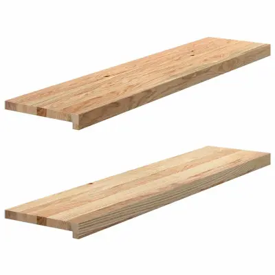 vidaXL Okenske police 2 kosa neobdelana 110x25x2 cm trdna hrastovina