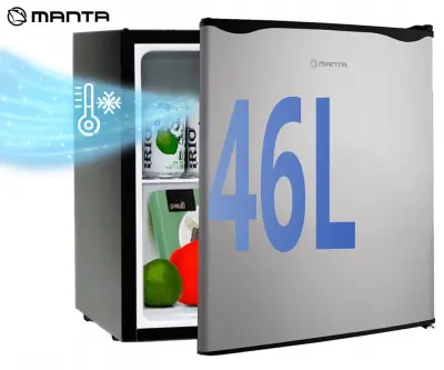 Mini hladilnik MANTA MM515PSL, 46 l, srebrno-črn (Silver Inox Black)